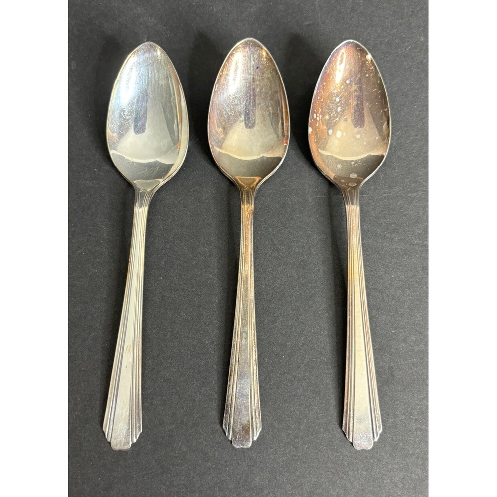 3 National Silver Co Lady Joan Teaspoons 6 1/8" Spoons Silverplate NSC